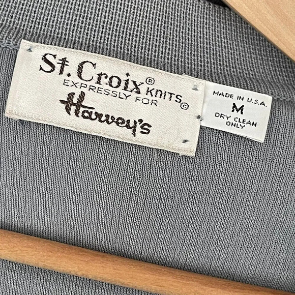 Vintage St. Croix Knit Zephyr Wool‎ Size M Button Front Cardigan Gray USA - Picture 3 of 9